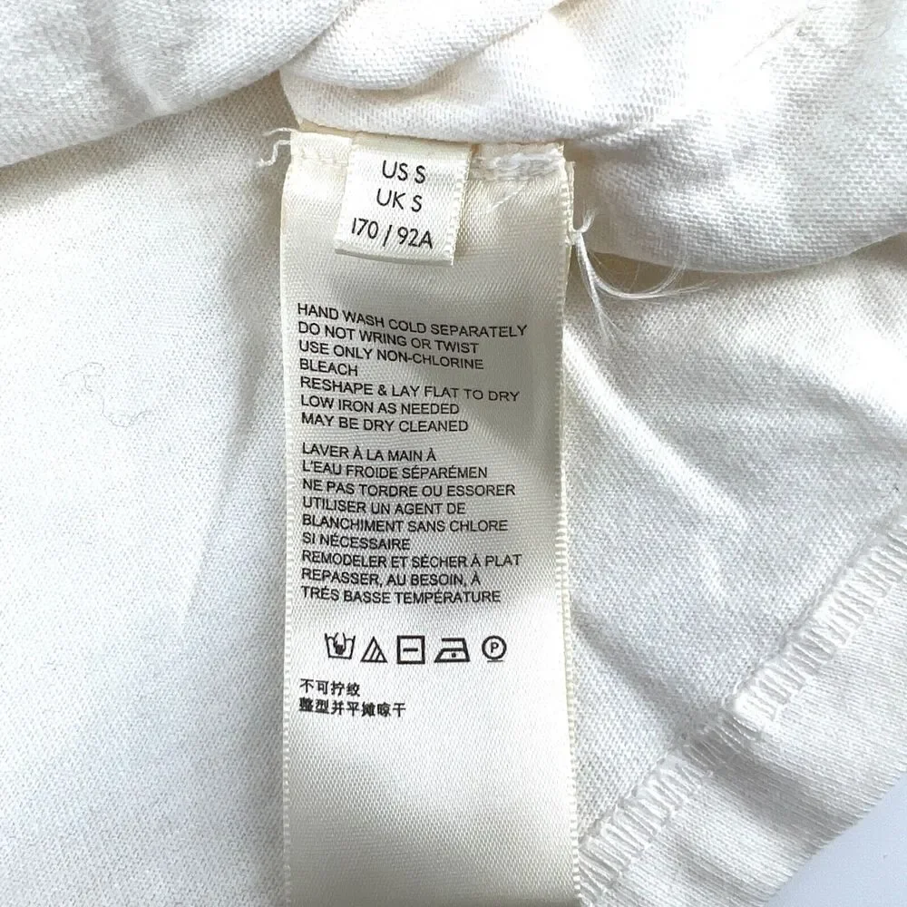 Free People Call Billie Tee 100% Cotton Chain Link Sleeve Detail White Peach S